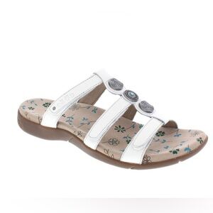 TAOS Sz 9 The Prize 3 Slip On  Strappy Velcro Closure Metal Blue Decor Sandals